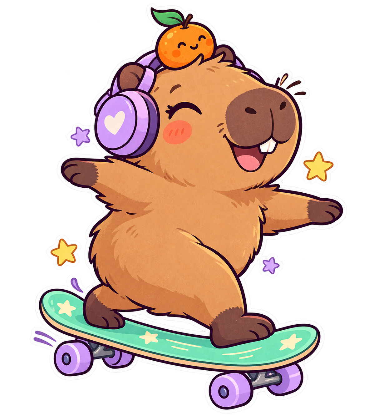 Capybara à casque sur un skateboard